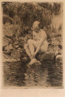 Appraisal: ANDERS ZORN ETCHING PENCIL SIGNED NUDE ANDERS ZORN Swedish -