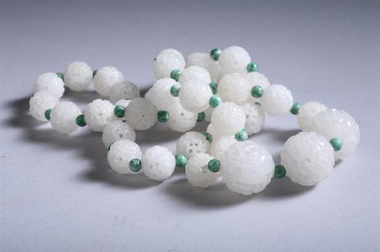 Appraisal: CHINESE WHITE JADE NECKLACE PROVENANCE Private collection Connecticut