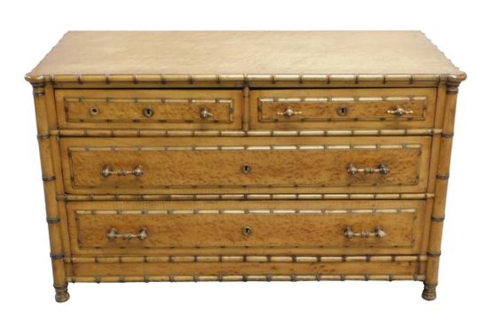 Appraisal: Aesthetic Movement chest of drawers with bamboo motif American th