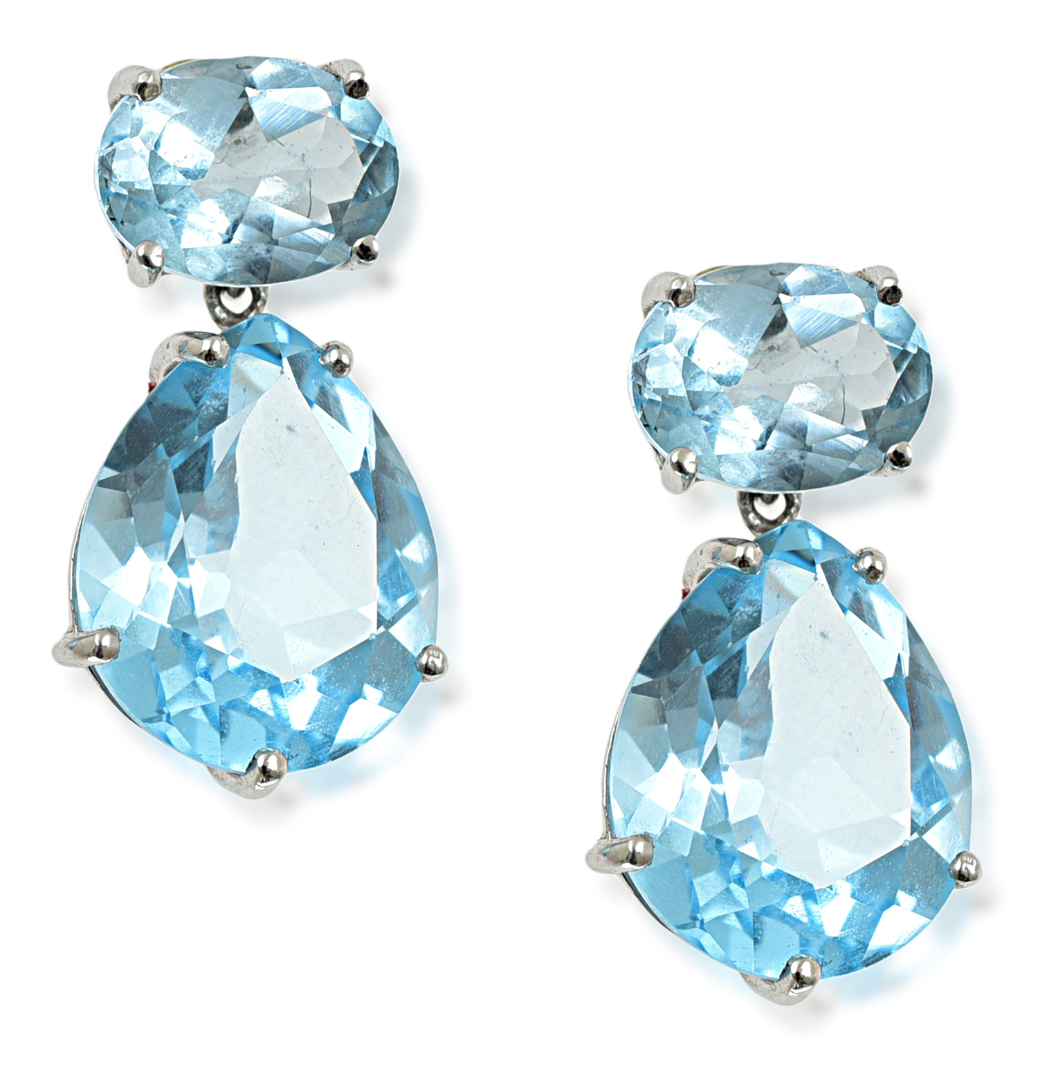 Appraisal: A PAIR OF TOPAZ EARRINGS Each earring featuring a pear