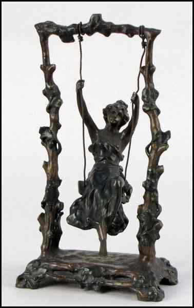 Appraisal: BRONZE WOMAN ON A SWING TH CENTURY Cast after a