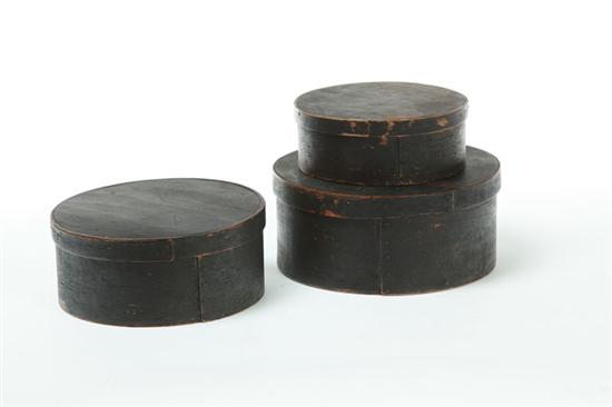 Appraisal: THREE PANTRY BOXES American nd half- th century bentwood Round