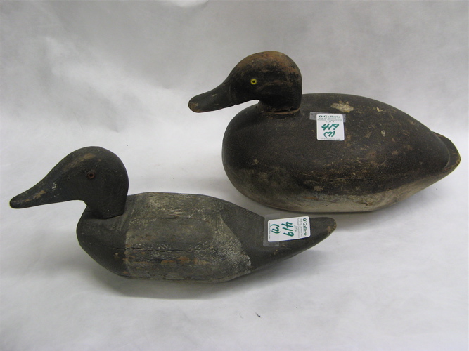 Appraisal: SEVEN WOOD DUCK DECOYS hand carved most with traces of