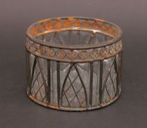 Appraisal: Ornamental Iron Catchpot This hand made iron work has an