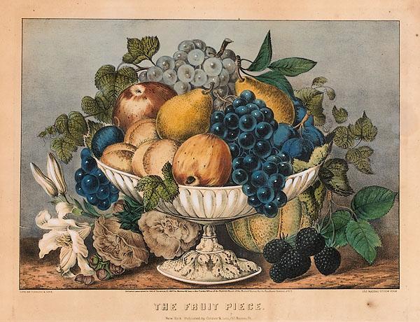 Appraisal: THREE CURRIER IVES STILL LIFE PRINTS all hand-colored lithographs with