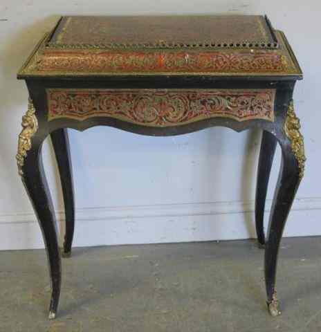 Appraisal: th Century French Bronze Mounted Boulle Lift TopJardiniere Sewing Stand