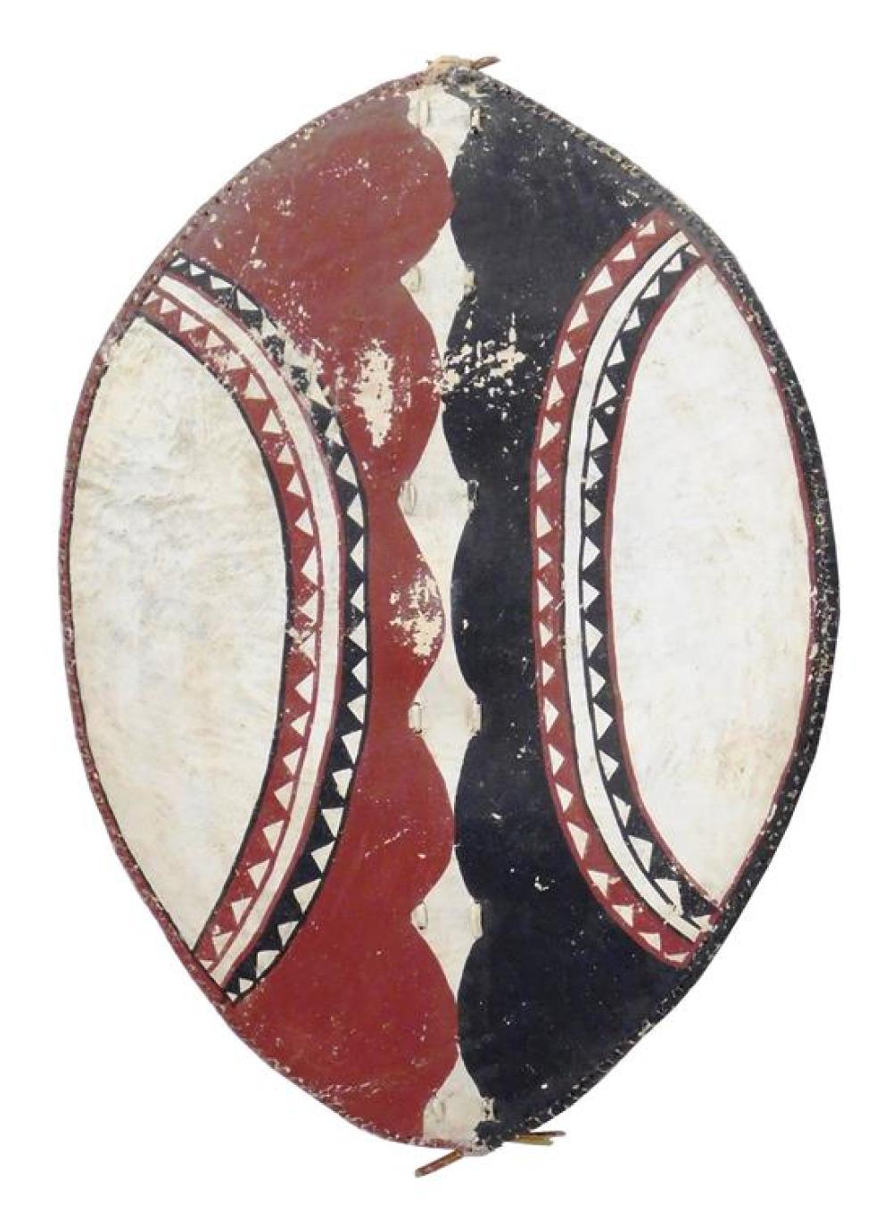 Appraisal: TRIBAL Maasai Shield Kenya th C animal hide pigment painted