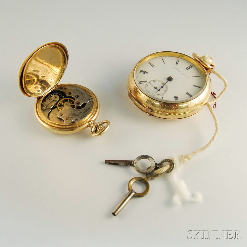 Appraisal: Two Pocket Watches an Elgin kt gold hunting case watch