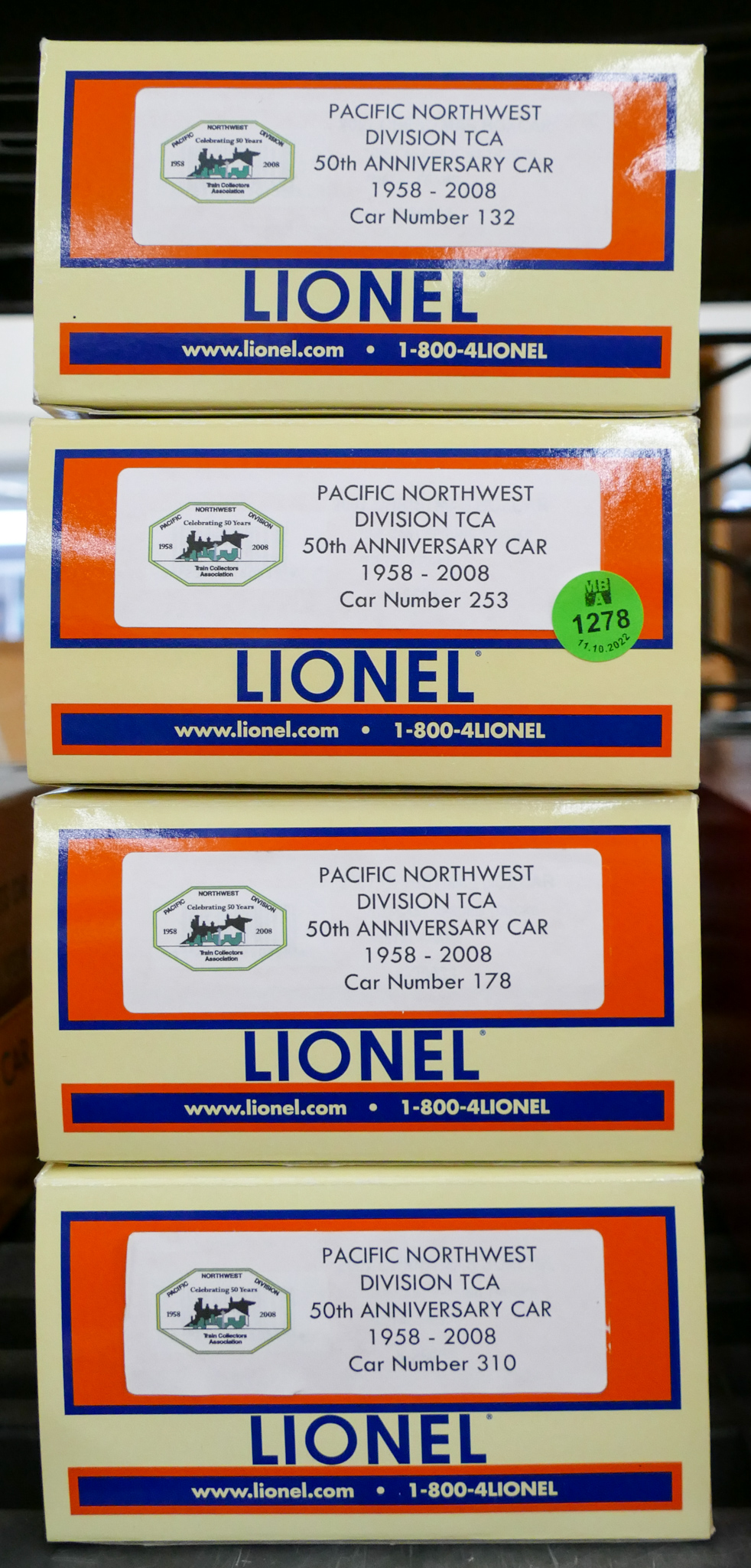 Appraisal: pc Lionel Pacific Northwest Division TCA th Anniversary Train Cars