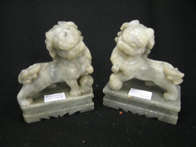 Appraisal: Pair of Carved Soapstone Foo Dogs