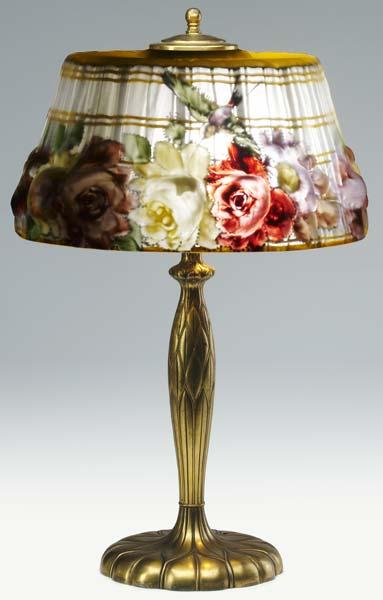 Appraisal: PAIRPOINT Table lamp its Puffy shade decorated with hummingbirds and