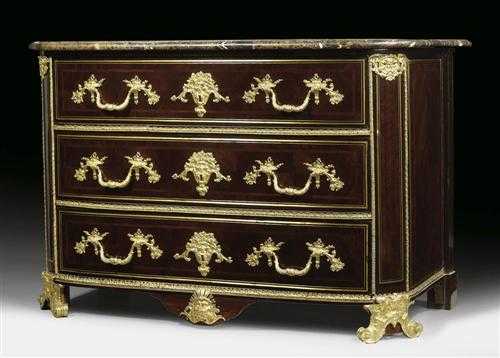 Appraisal: CHEST OF DRAWERS Louis XIV R gence Paris circa Rosewood