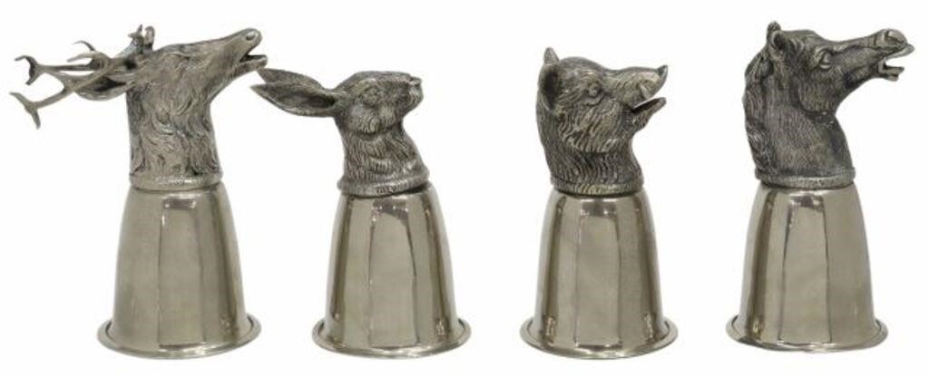 Appraisal: lot of Italian silverplate stirrup cups Gucci with horse head