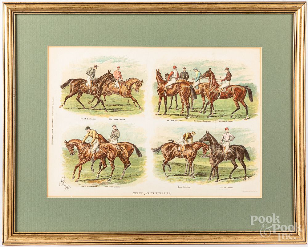 Appraisal: Five horse theme prints largest - x Five horse theme