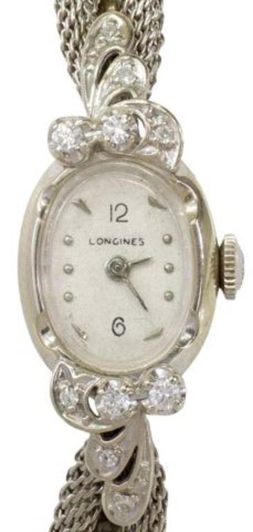 Appraisal: Estate Retro kt white gold lady's wristwatch Longines Watch Company