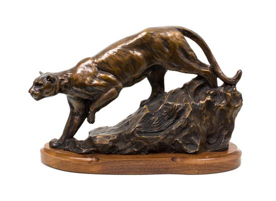 Appraisal: Sale Lot Veryl Goodnight American b Cougar bronze signed Veryl