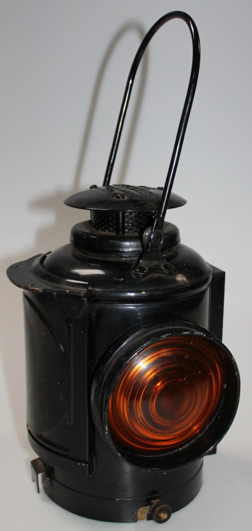 Appraisal: An early thC Adlake railway lantern with metal cylindrical body