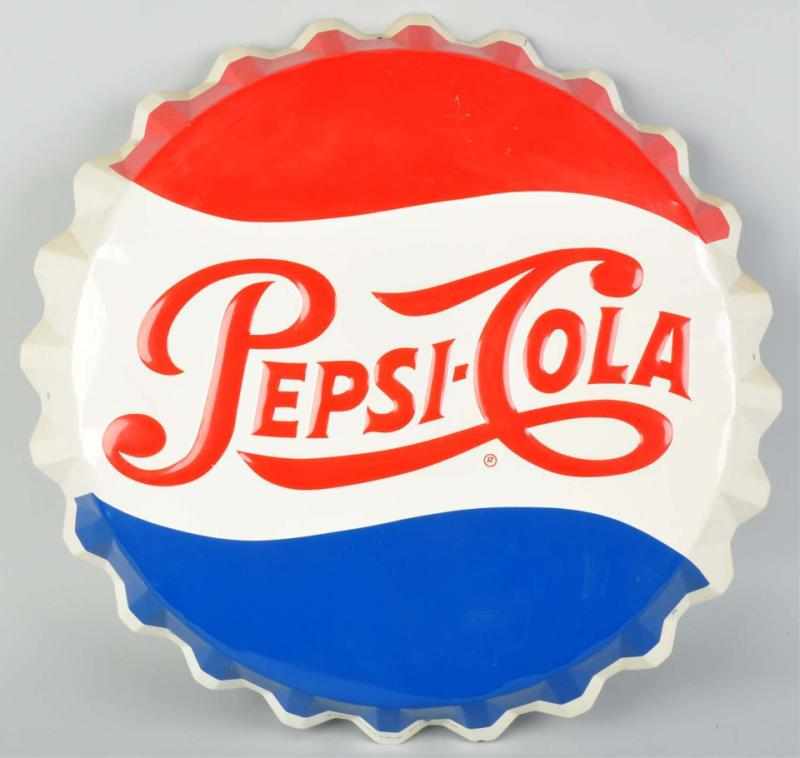 Appraisal: Tin Pepsi-Cola Bottle Cap Sign Circa s Condition Near Mint