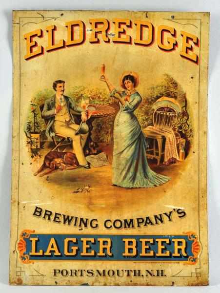 Appraisal: Tin Eldredge Lager Beer Advertising Sign Description Early sign with