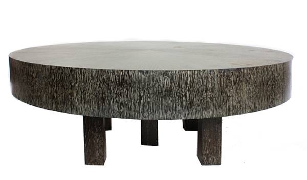 Appraisal: A contemporary hardwood circular low table height in diameter in