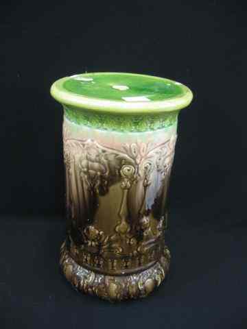 Appraisal: Art Pottery Pedestal majolica slip glaze '' tall attributed to