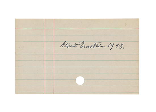 Appraisal: EINSTEIN ALBERT Signature and date on a small card Approximately