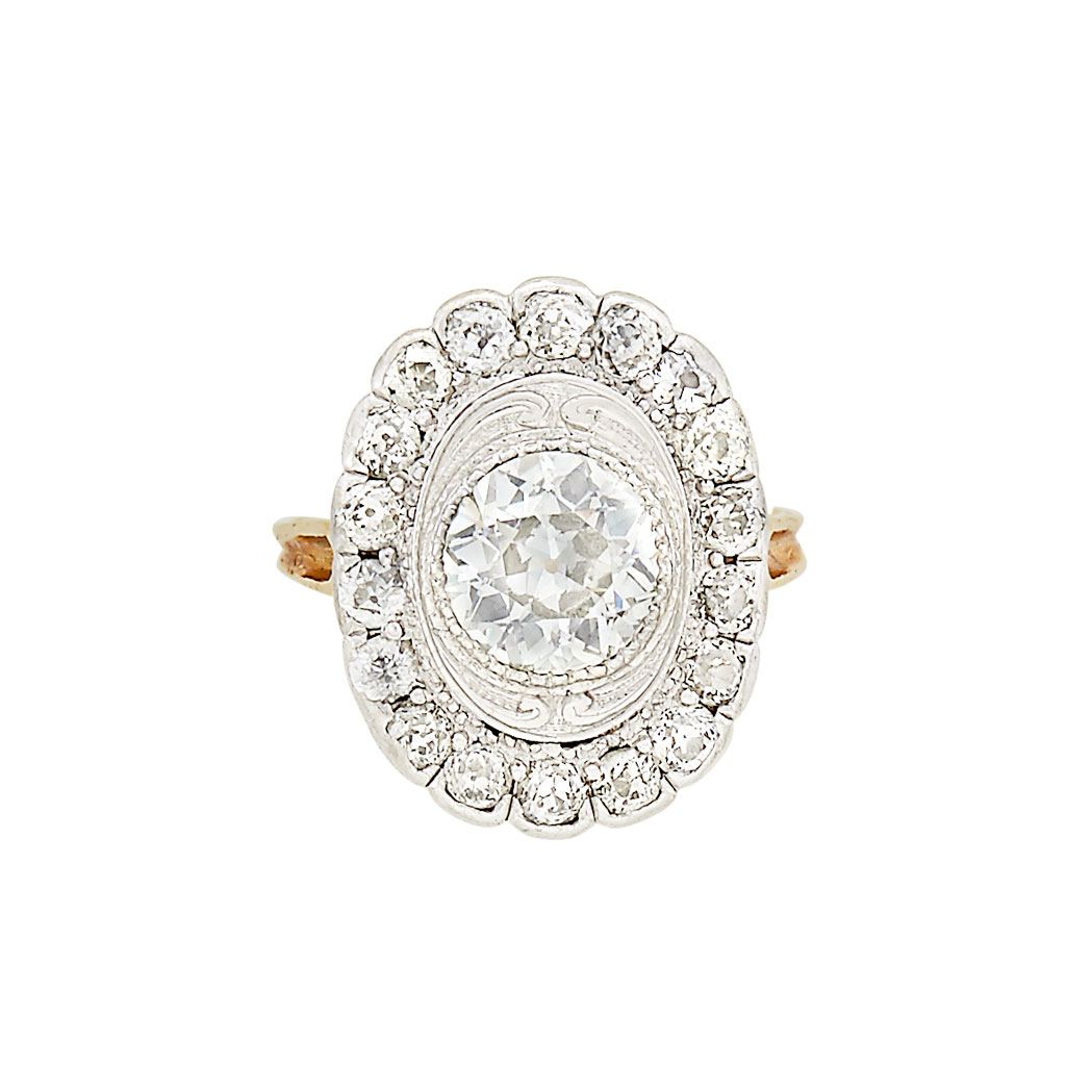 Appraisal: Belle Epoque Platinum Gold and Diamond Ring One old European-cut