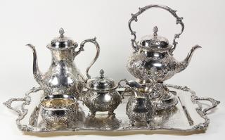 Appraisal: American hand chased silverplate hot beverage service executed by Wilcox