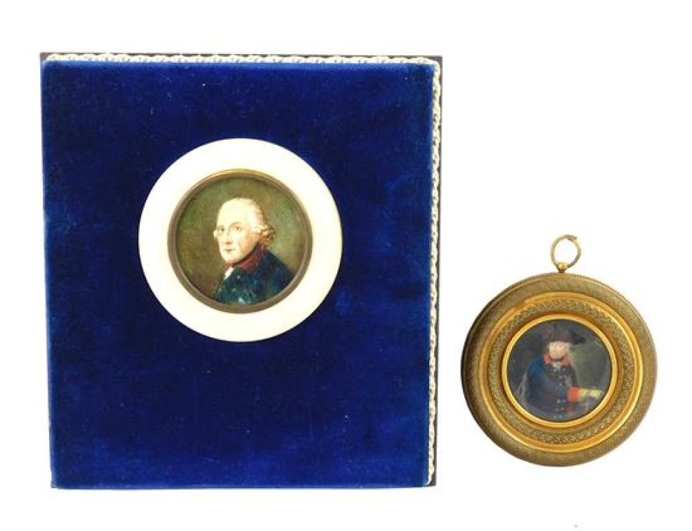 Appraisal: Two miniatures portraits of Friedrich the Great details include one