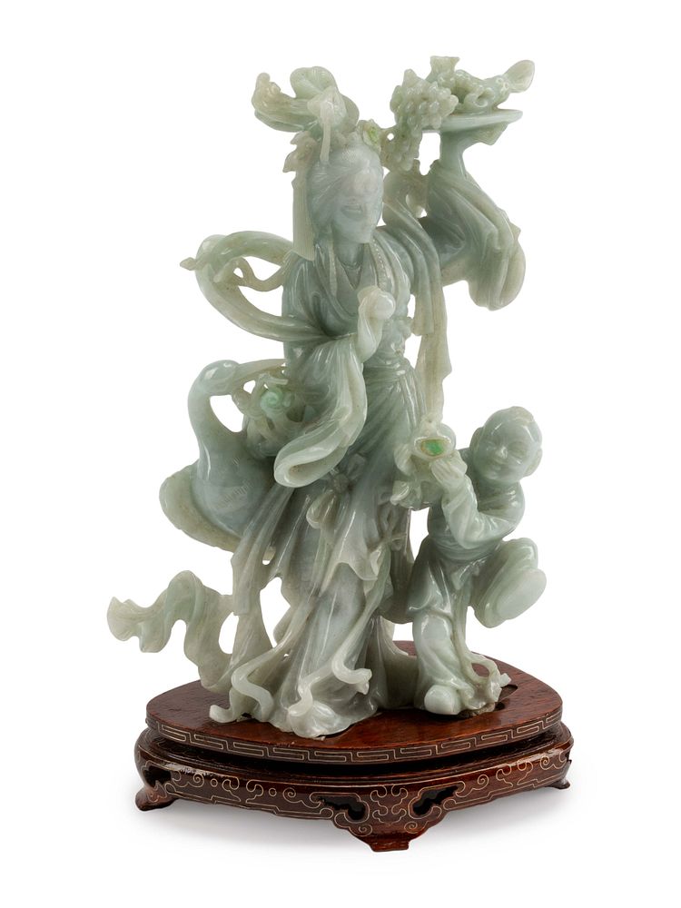 Appraisal: A Chinese Carved Hardstone Figural Group A Chinese Carved Hardstone