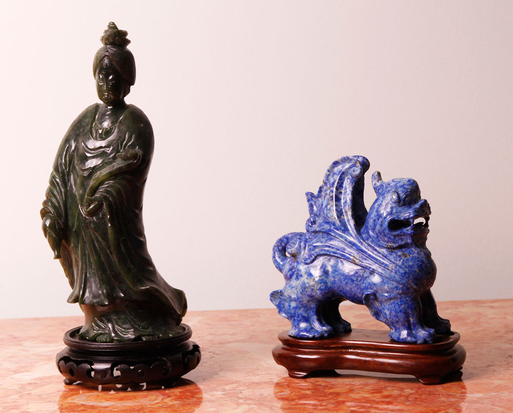 Appraisal: - Lot of Two Carved Chinese Figure Lot of two