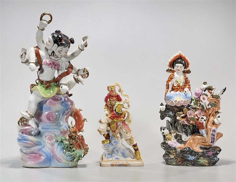 Appraisal: Two Chinese porcelain figural groups and one porcelain figure x