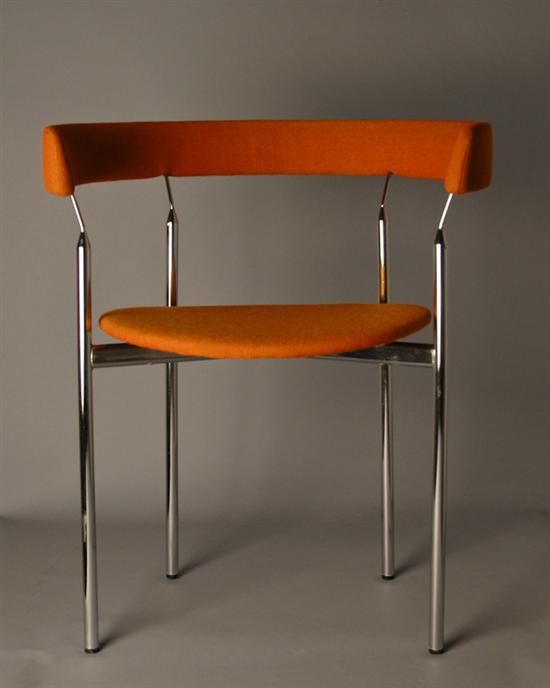 Appraisal: Modern Chair Chrome and Orange Upholstery