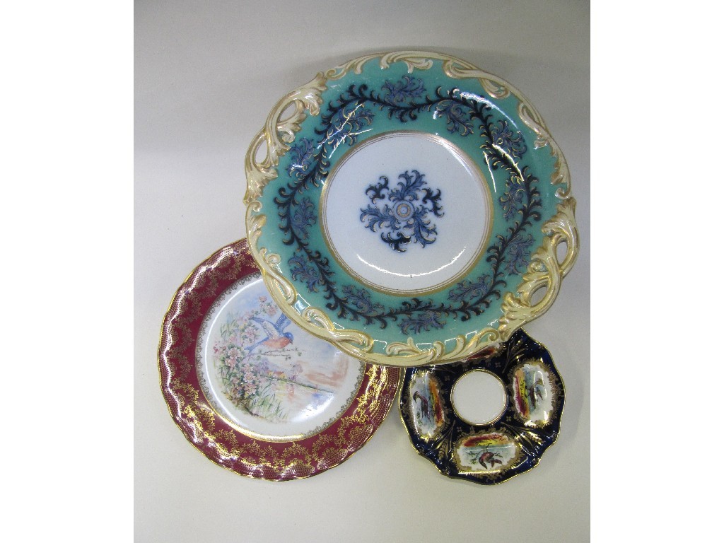 Appraisal: Ironstone Tazza Limoges plate and a saucer decorated with birds