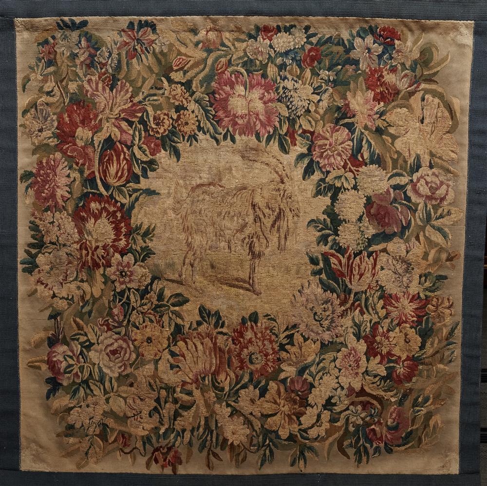 Appraisal: French Tapestry Panel th century depicting a ram surrounded by