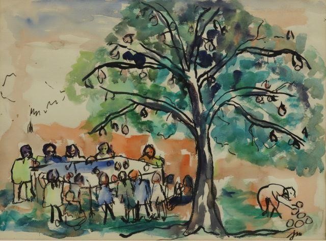 Appraisal: Framed watercolor on paper Day at the Park signed lower