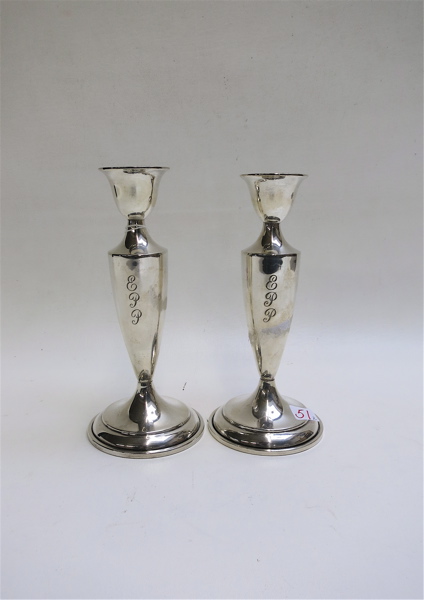 Appraisal: TWO AMERICAN STERLING SILVER CANDLESTICKS one by maker U S