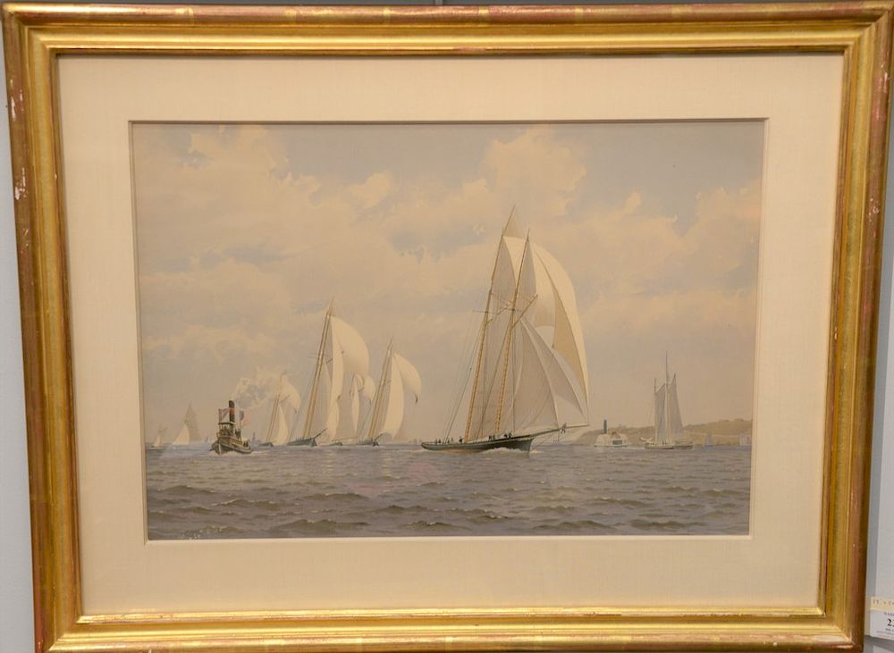 Appraisal: Frederic S Cozzens - colored lithograph Heading Out to Sea