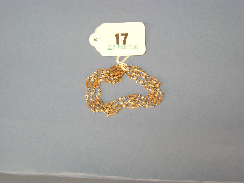 Appraisal: A Continental ct Gold and seed Pearl Bracelet design as