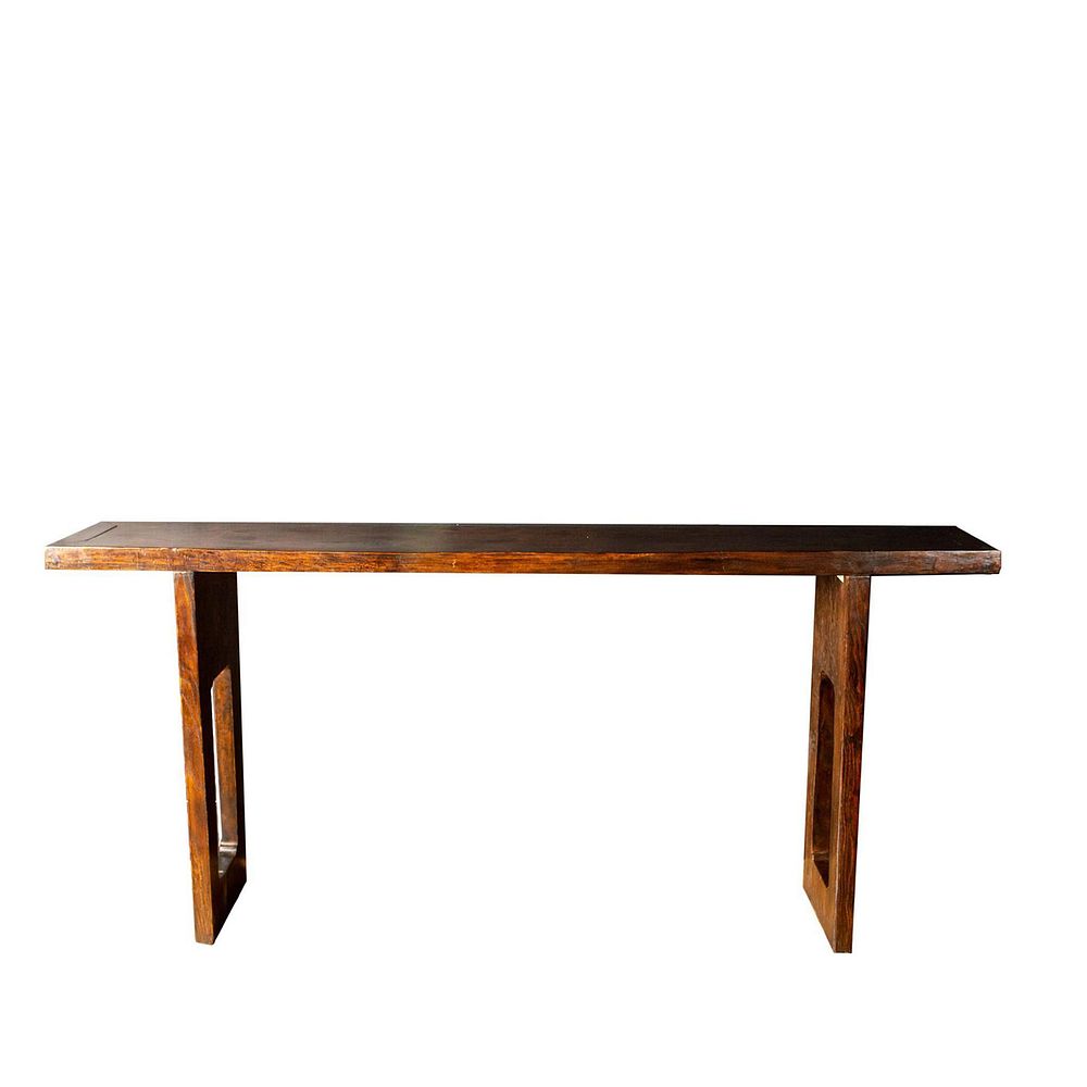 Appraisal: SINGLE PLANKED CHINESE HALL TABLE Hard wood table with dark