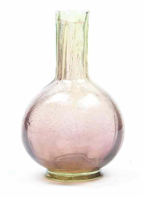 Appraisal: A Tiffany Favrile Reactive Glass Vase of bottle form having