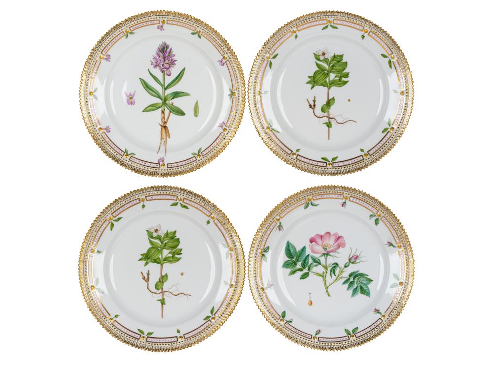 Appraisal: FOUR ROYAL COPENHAGEN 'FLORA DANICA' PLATESmodern with various date marks