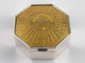 Appraisal: A silver octagonal box with hinged gilt lid by Ravissant