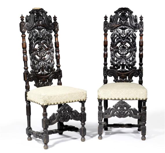 Appraisal: A PAIR OF CHAIRS Baroque style Germany or Holland Carved