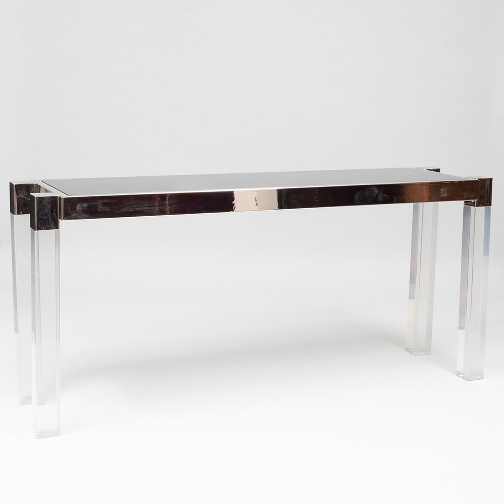 Appraisal: Charles Hollis Jones Lucite and Polished Nickel 'Box Line' Console