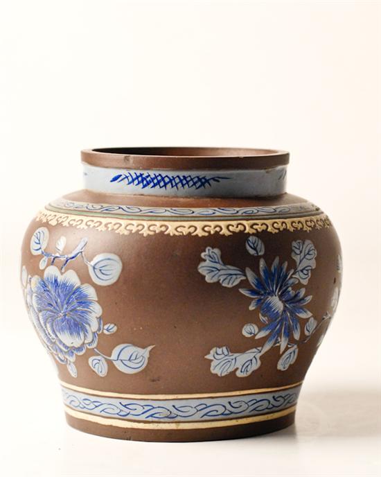 Appraisal: th C Chinese Enameled Yi-xing Vase Water Bowl having a