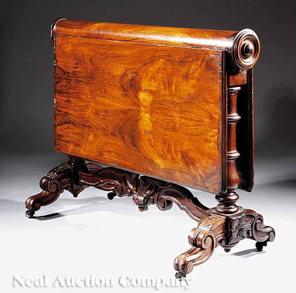 Appraisal: An American Rococo Carved Rosewood Sunderland Table c - New