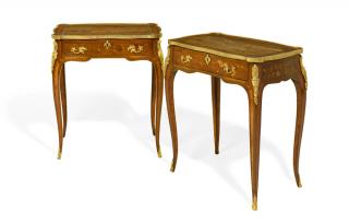 Appraisal: A NEAR PAIR OF LOUIS XV STYLE ORMOLU MOUNTED KINGWOOD