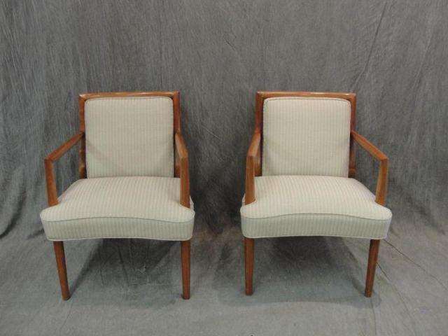 Appraisal: Pair of Midcentury Upholstered Arm Chairs Possibly Gibbings From a