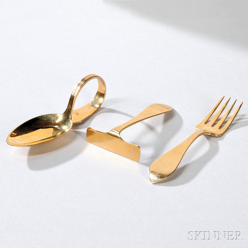 Appraisal: Dominick Haff kt Gold Assembled Three-piece Child's Flatware Set fork